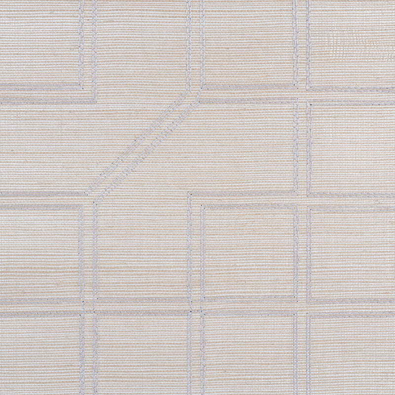 SCHUMACHER  TEXTURED WALLCOVERINGS & PRINTED GRASSCLOTHS LINYI EMBROIDERED FRET SISAL   NATURAL SHIMMER   - 5003555