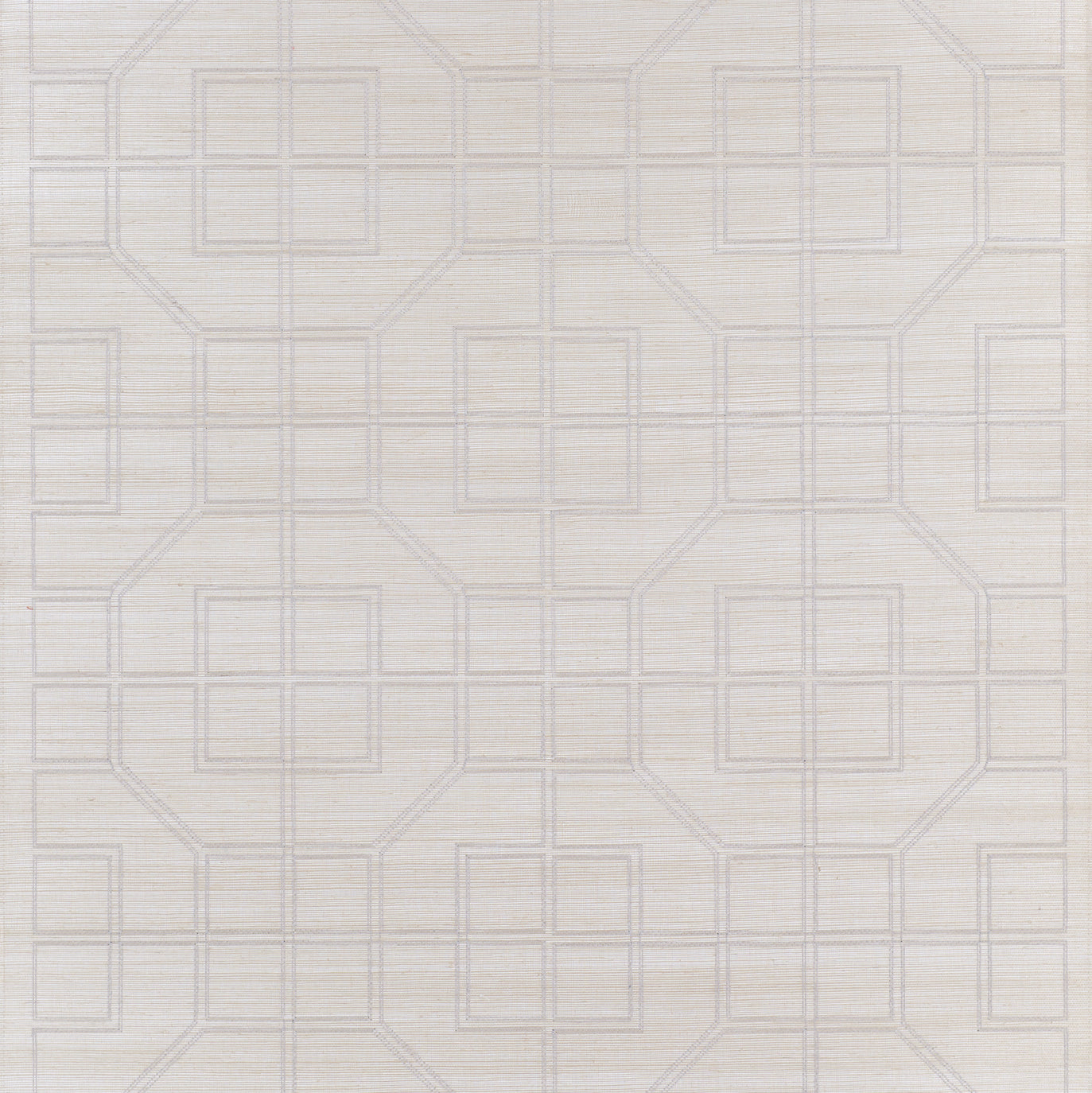 SCHUMACHER  TEXTURED WALLCOVERINGS & PRINTED GRASSCLOTHS LINYI EMBROIDERED FRET SISAL   NATURAL SHIMMER   - 5003555