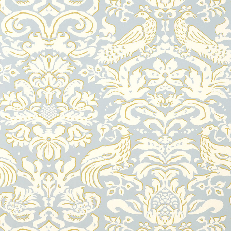 SCHUMACHER WALLCOVERING  PALAZZO ALDWYN DAMASK   ROBIN'S EGG   - 5003610
