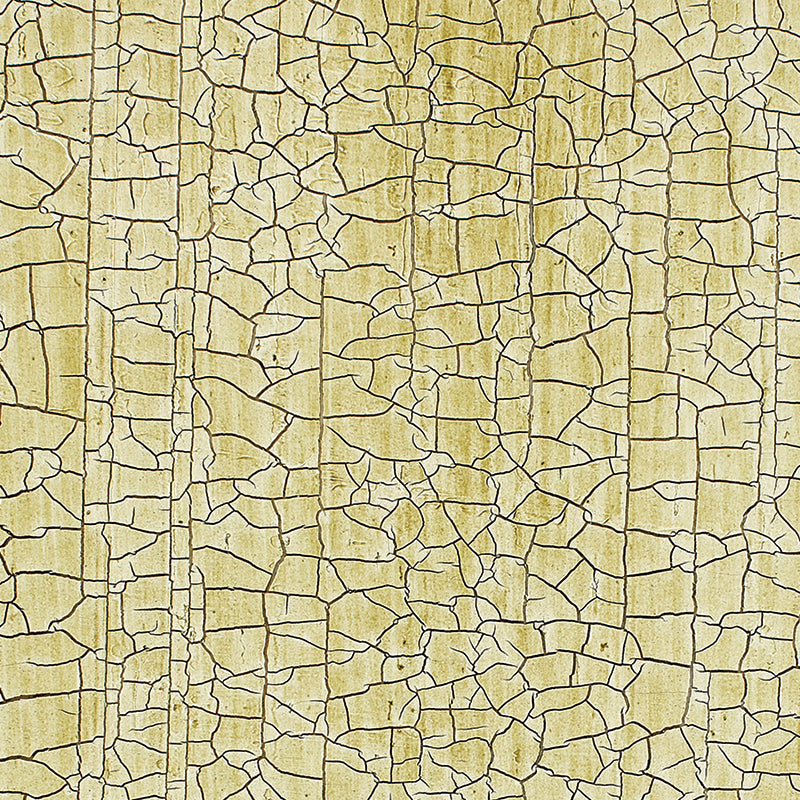 Close-up of yellow dried mud with dark, irregular cracks forming mosaic-like polygons; rustic earthy texture.