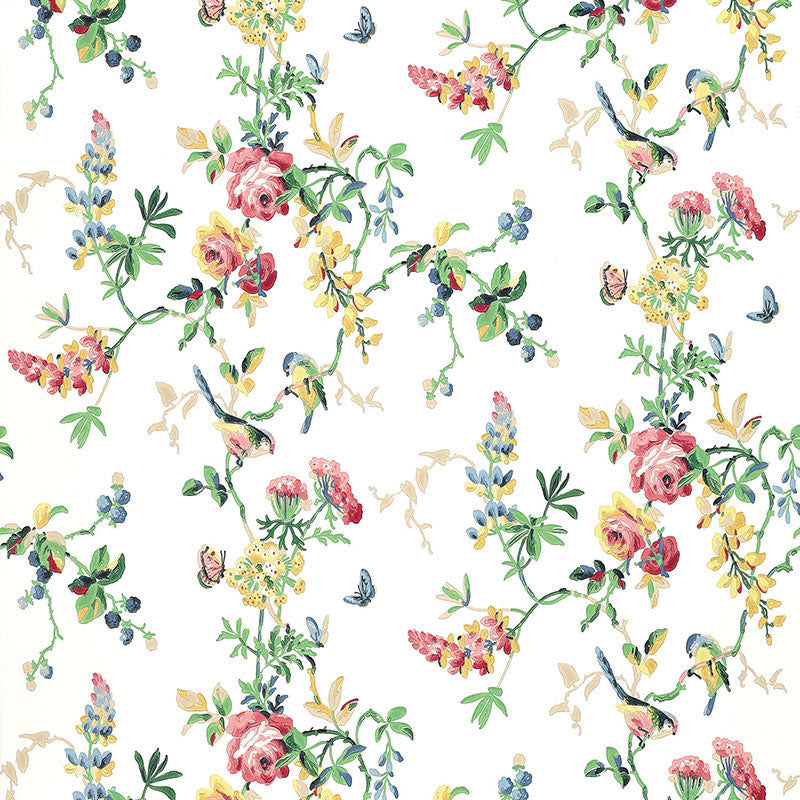SCHUMACHER WALLCOVERING  GREENHOUSE CHICKADEE FLORAL   PRIMARY   - 5004360