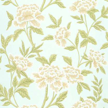 SCHUMACHER WALLCOVERING  GREENHOUSE WHITNEY FLORAL   AQUA   - 5004382