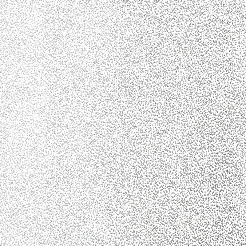 Soft gray leaf pattern on a light background; subtle repeating botanical wallpaper texture.