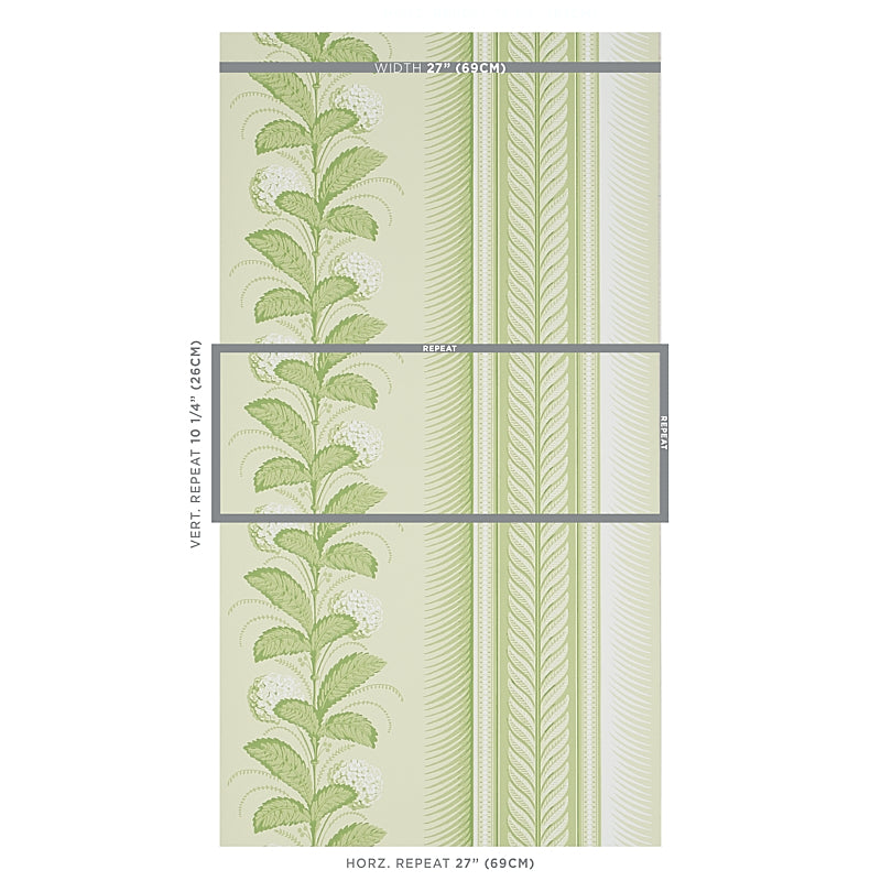 SCHUMACHER WALLCOVERING  HOBE ERWIN HYDRANGEA DRAPE   GREEN   - 5004456