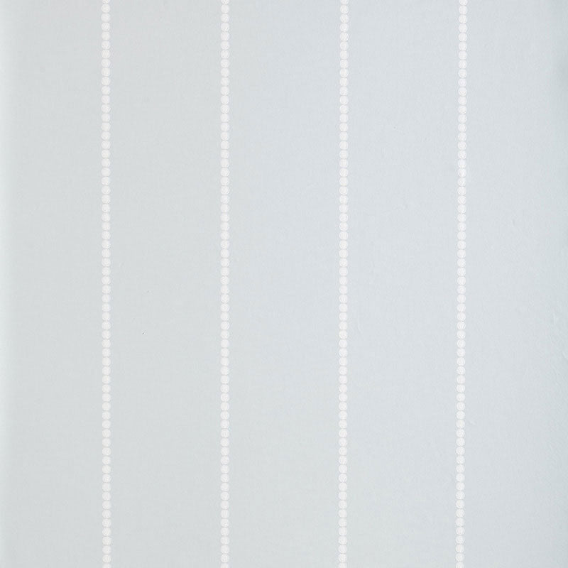 Soft blue wallpaper with vertical white dotted stripes; subtle textured finish, contemporary decor.