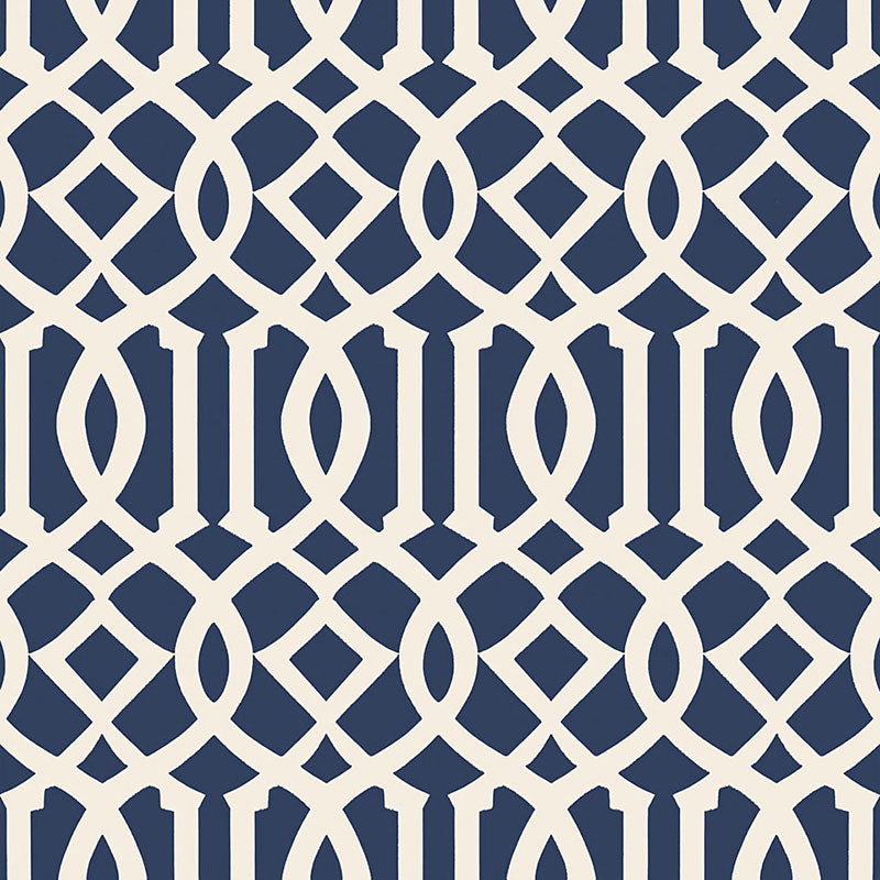 SCHUMACHER  PRINT HAPPY IMPERIAL TRELLIS II   IVORY , NAVY   - 5005801