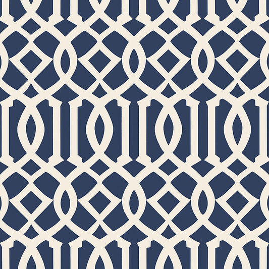 SCHUMACHER  PRINT HAPPY IMPERIAL TRELLIS II   IVORY , NAVY   - 5005801