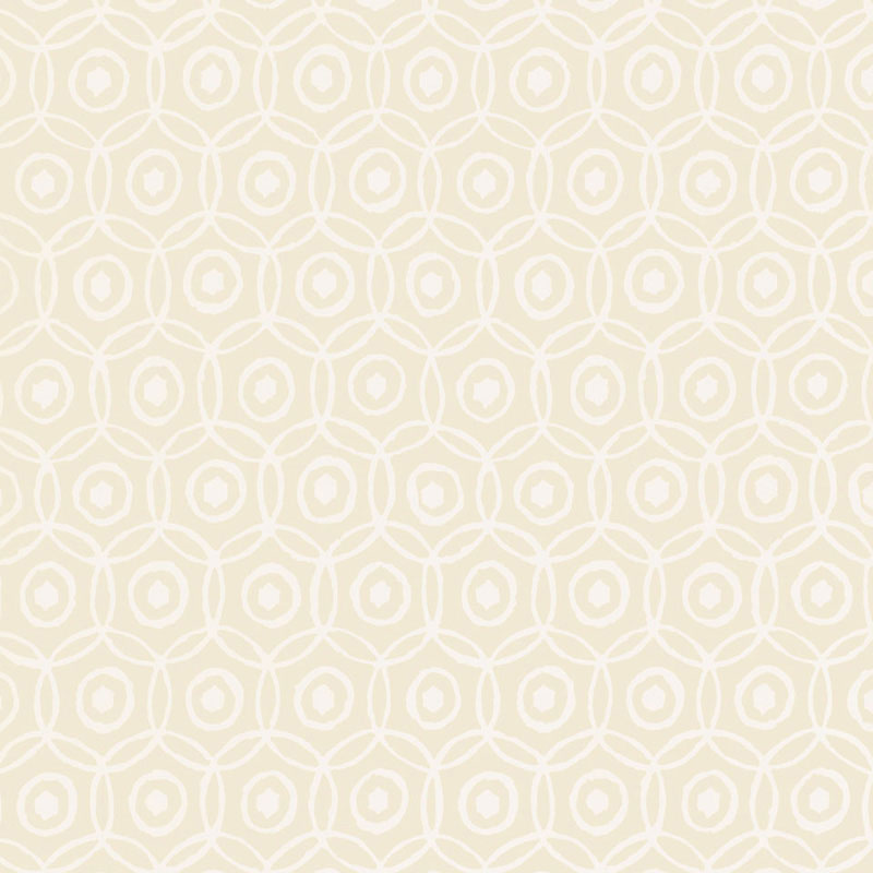 Cream-beige background with repeating ivory circular lattice pattern, suitable for wallpaper or fabric.