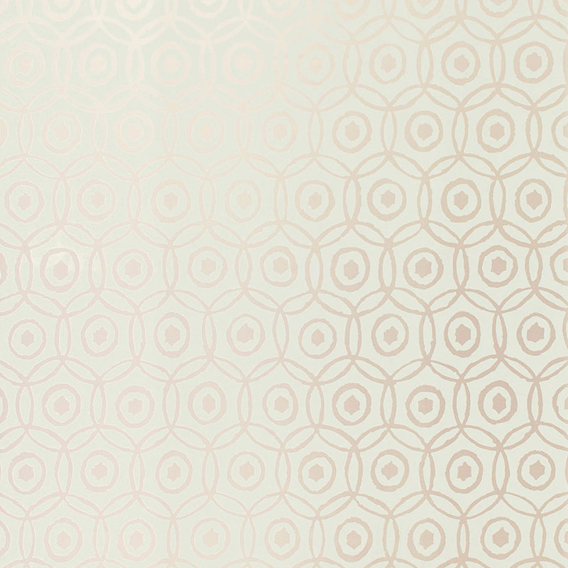 Soft beige-pink gradient wallpaper with a repeating interlocking circle and hexagon lattice.