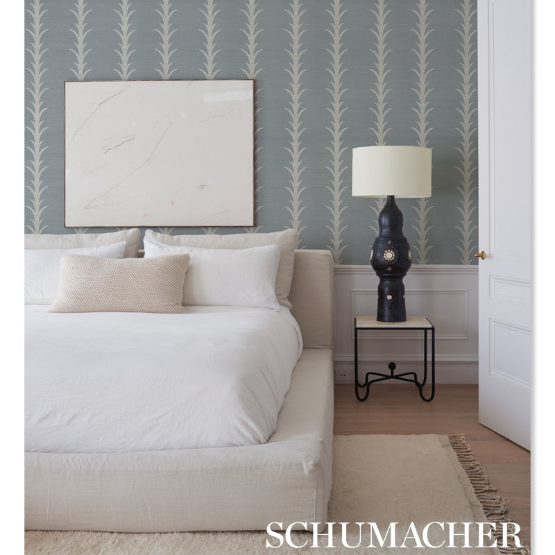 SCHUMACHER WALLCOVERING  SHANGRI-LA ACANTHUS STRIPE SISAL   CHAMBRAY   - 5006056