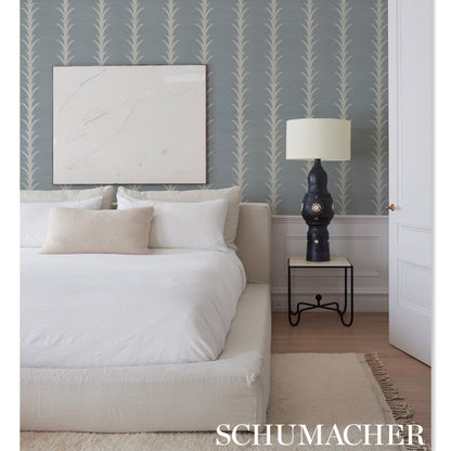 SCHUMACHER WALLCOVERING  SHANGRI-LA ACANTHUS STRIPE SISAL   CHAMBRAY   - 5006056