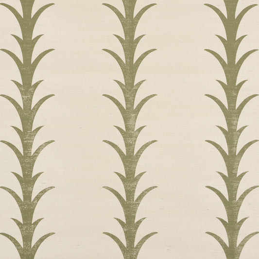 SCHUMACHER  PERENNIAL FAVORITES ACANTHUS STRIPE SISAL   OLIVE   - 5006058
