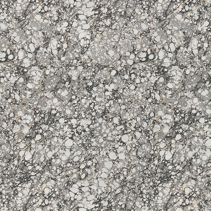 Grey faux Carrara marble wallpaper with white and light gray veining.