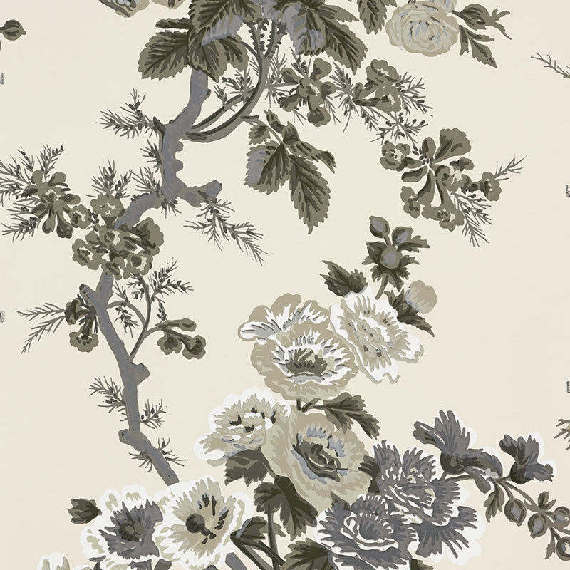 SCHUMACHER WALLCOVERING  PRINT HAPPY PYNE HOLLYHOCK   CHARCOAL   - 5006920