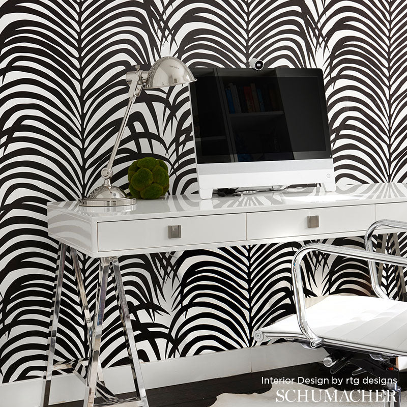 SCHUMACHER WALLCOVERING  PRINT HAPPY ZEBRA PALM   EBONY   - 5006932