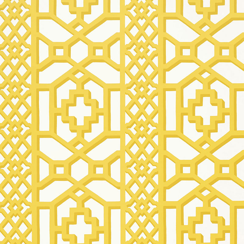 SCHUMACHER  PRINT HAPPY ZANZIBAR TRELLIS   CANARY   - 5006940