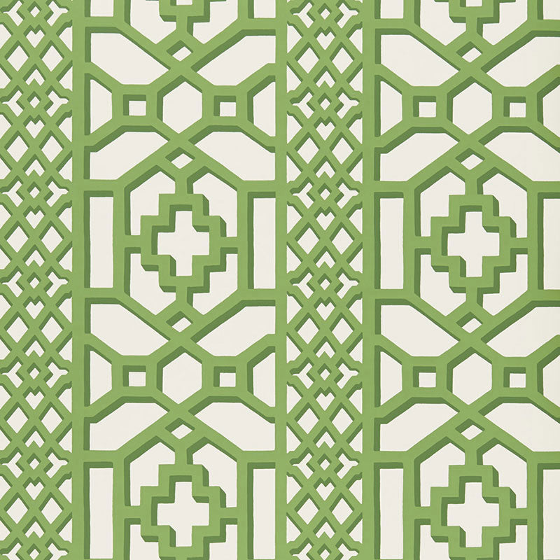 SCHUMACHER WALLCOVERING  PRINT HAPPY ZANZIBAR TRELLIS   JADE   - 5006941