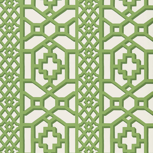 SCHUMACHER WALLCOVERING  PRINT HAPPY ZANZIBAR TRELLIS   JADE   - 5006941
