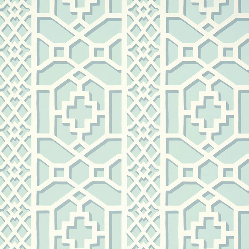 SCHUMACHER WALLCOVERING  PRINT HAPPY ZANZIBAR TRELLIS   WINTER MINT   - 5006942