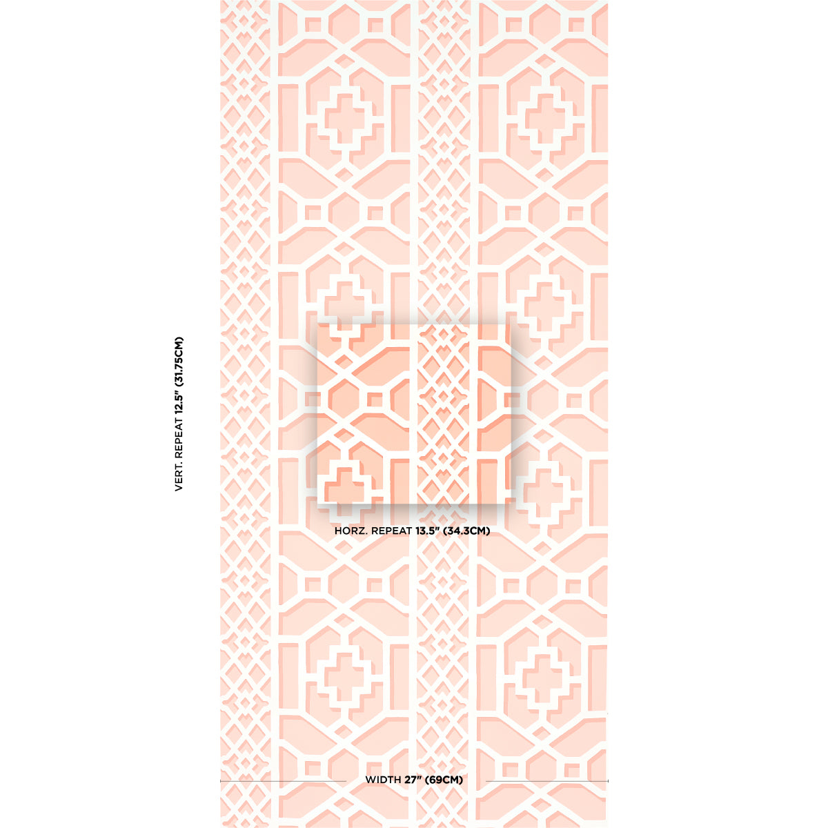 SCHUMACHER WALLCOVERING  HAPPY TOGETHER ZANZIBAR TRELLIS   CORAL   - 5006946