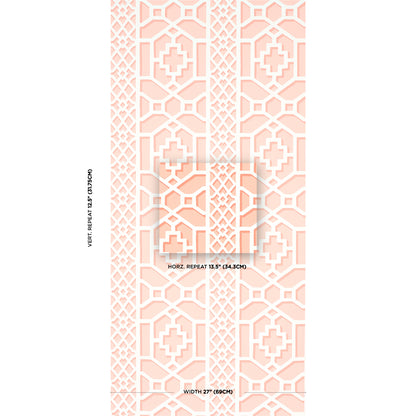 SCHUMACHER WALLCOVERING  HAPPY TOGETHER ZANZIBAR TRELLIS   CORAL   - 5006946