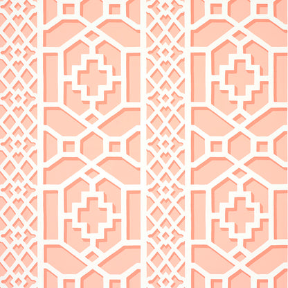 SCHUMACHER WALLCOVERING  HAPPY TOGETHER ZANZIBAR TRELLIS   CORAL   - 5006946