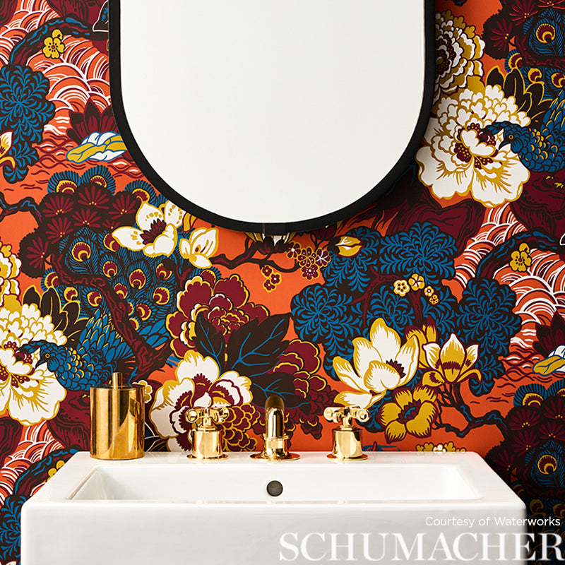 SCHUMACHER  EXUBERANT PRINTS SHANGHAI PEACOCK   Cinnabar   - 5006992
