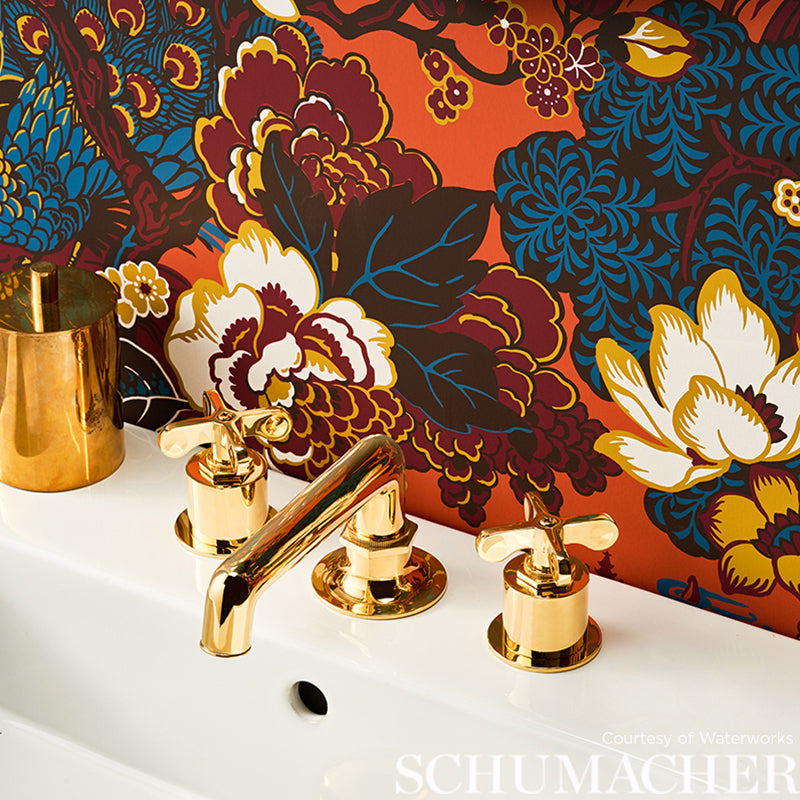SCHUMACHER  EXUBERANT PRINTS SHANGHAI PEACOCK   Cinnabar   - 5006992