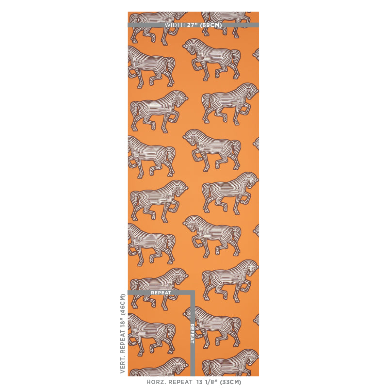 SCHUMACHER WALLCOVERING  CLUB CAVALIER FAUBOURG   ORANGE   - 5007091