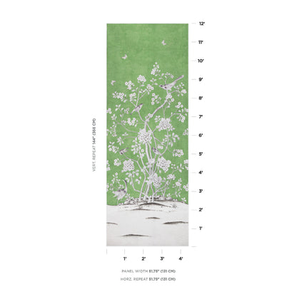 SCHUMACHER WALLCOVERING  MARY MCDONALD CHINOIS PALAIS PANEL   LETTUCE   - 5007120