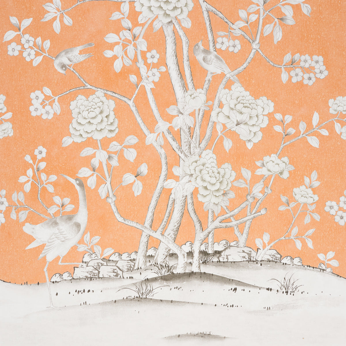 SCHUMACHER WALLCOVERING  MARY MCDONALD CHINOIS PALAIS PANEL   TANGERINE   - 5007124