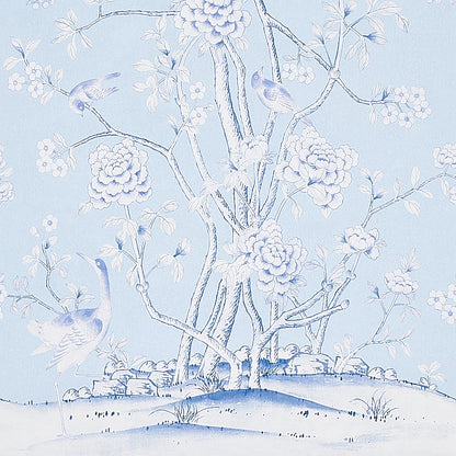 SCHUMACHER WALLCOVERING  RHAPSODY IN BLUE CHINOIS PALAIS PANEL   SKY   - 5007128