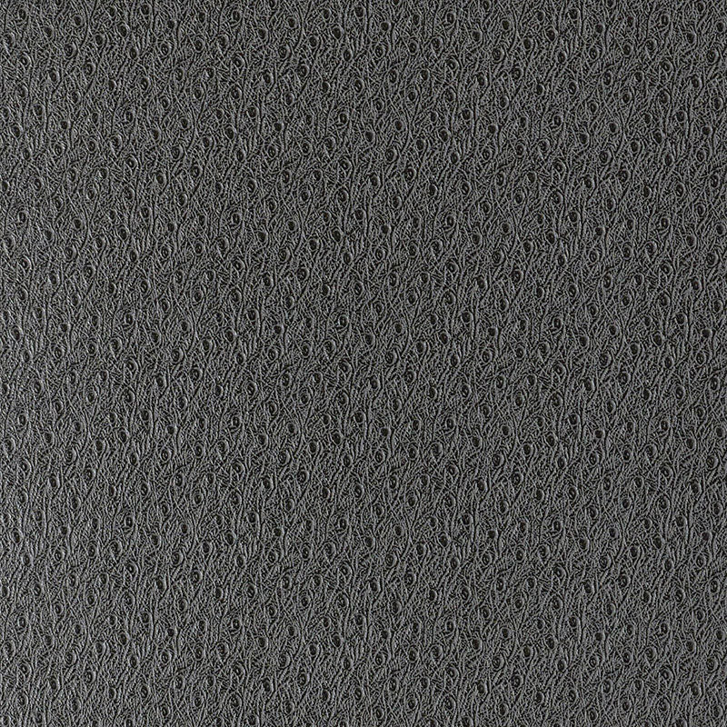 Graphite faux ostrich leather texture swatch; dark, leather-like material.