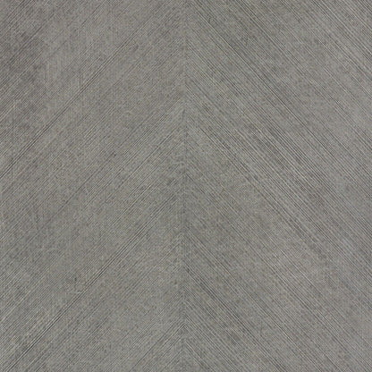 Gray driftwood faux combed chevron pattern wallpaper with a textured surface.