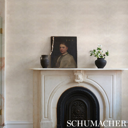 Ivory textured chevron wallpaper with a combed finish; high-performance wallcovering.