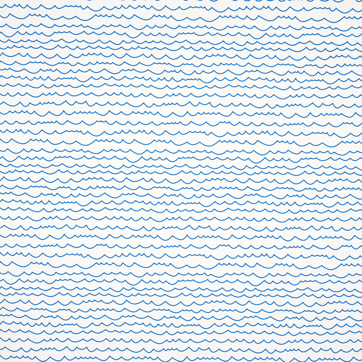 Blue wavy line pattern on white fabric; seamless ocean-inspired textile print for decor or garments.