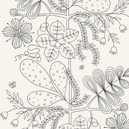 SCHUMACHER WALLCOVERING  DRAWN FROM NATURE BLOMMEN   NOIR / BLANC   - 5007490