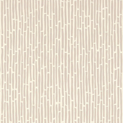 Beige wallpaper with vertical taupe rectangular dash pattern in an irregular brick-like layout.
