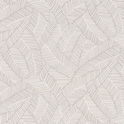 Beige-taupe wallpaper with abstract leaf pattern.