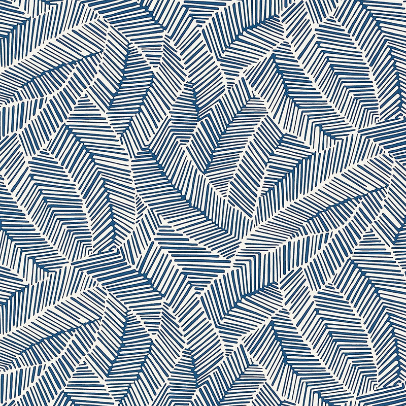 SCHUMACHER WALLCOVERING  DRAWN FROM NATURE ABSTRACT LEAF   NAVY   - 5007533
