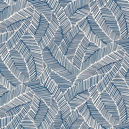 SCHUMACHER WALLCOVERING  DRAWN FROM NATURE ABSTRACT LEAF   NAVY   - 5007533