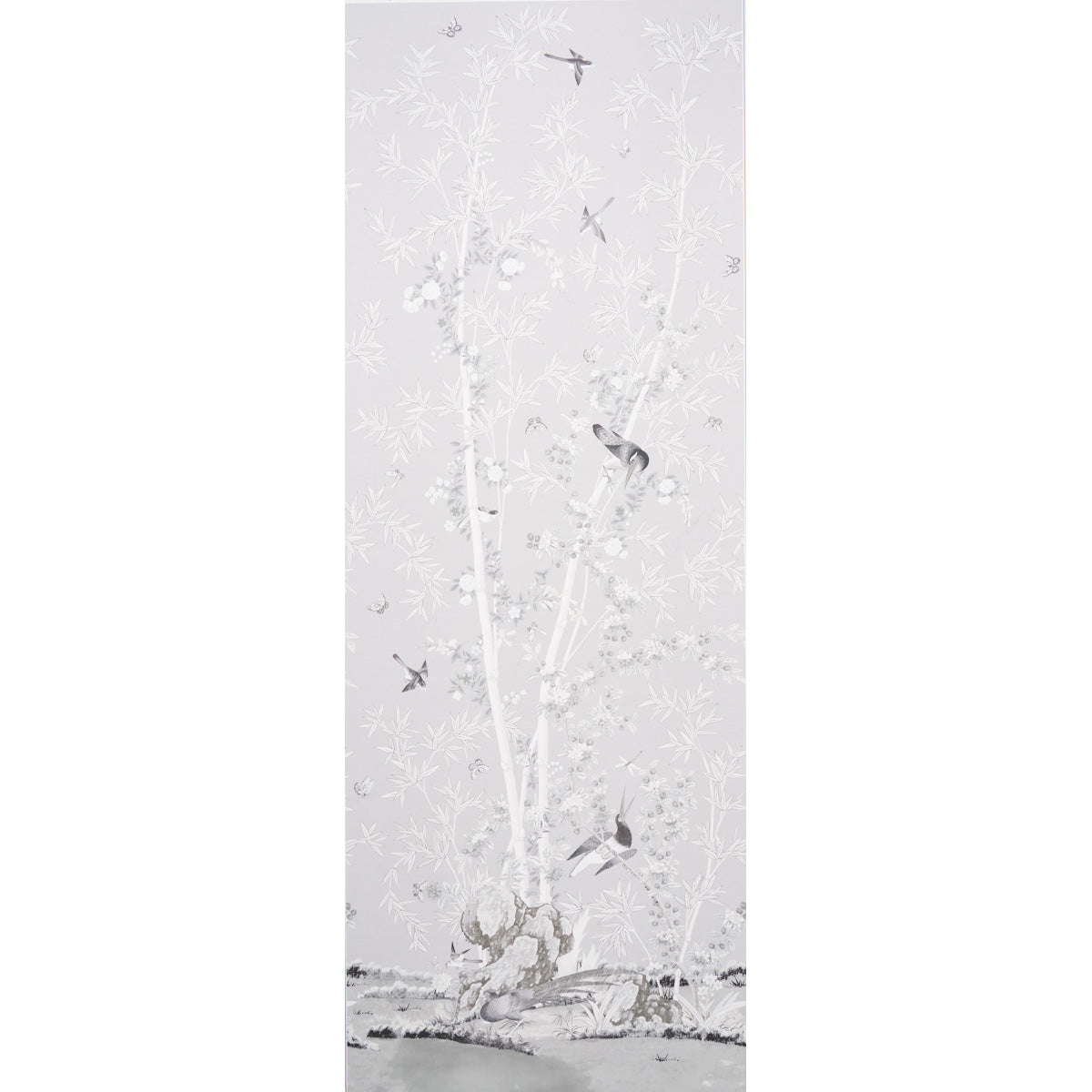 Vertical wall art panel in black and white; abstract architectural motif for modern minimalist decor.