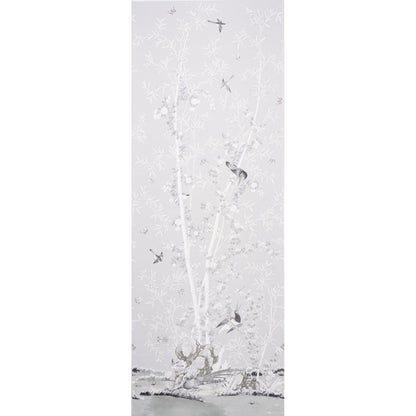Vertical wall art panel in black and white; abstract architectural motif for modern minimalist decor.