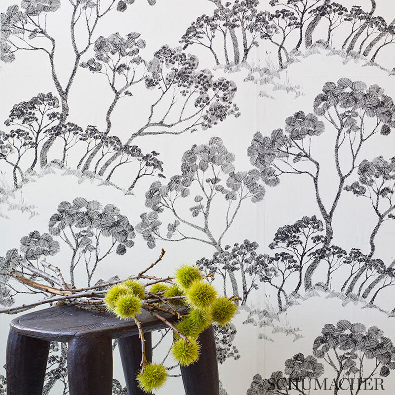 SCHUMACHER WALLCOVERING  DRAWN FROM NATURE TIMBER !   BLACK & WHITE   - 5007980