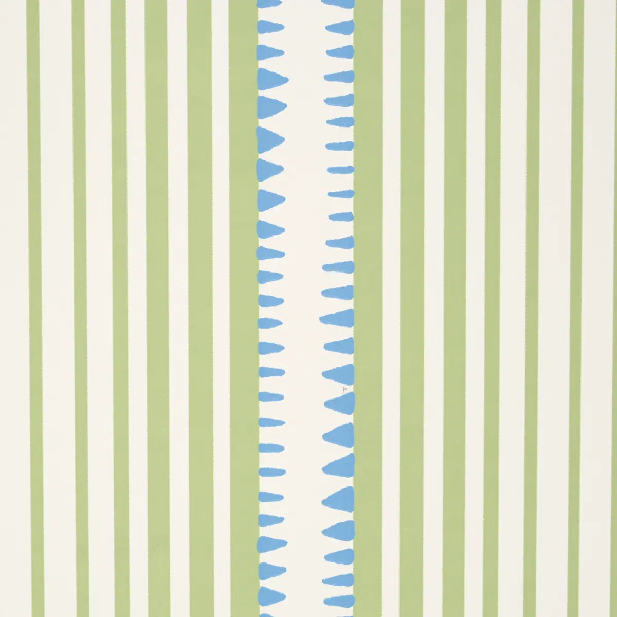 Schumacher Moncorvo wallpaper in green and blue featuring narrow gradient stripes with stippled hand-drawn texture, ideal for luxury interior design, feature walls, modern home décor, and elegant wallcoverings.