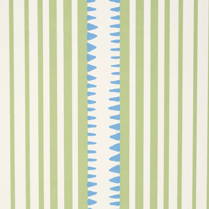 Schumacher Moncorvo wallpaper in green and blue featuring narrow gradient stripes with stippled hand-drawn texture, ideal for luxury interior design, feature walls, modern home décor, and elegant wallcoverings.