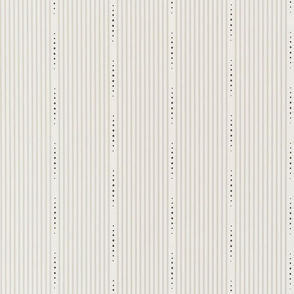 Beige vertical striped wallpaper with dotted accent lines; modern minimalist pattern.