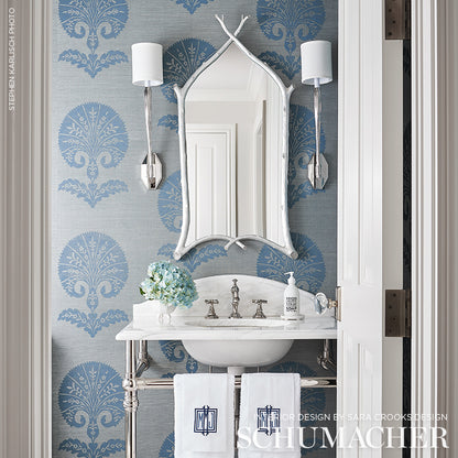 SCHUMACHER  SHANGRI-LA OTTOMAN FLOWER SISAL   MINERAL   - 5008211