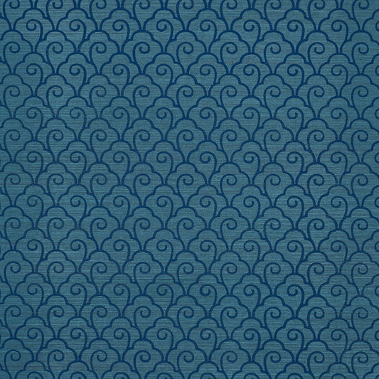 SCHUMACHER  SHANGRI-LA SCALLOP FILIGREE SISAL   LAPIS ON PEACOCK   - 5008300