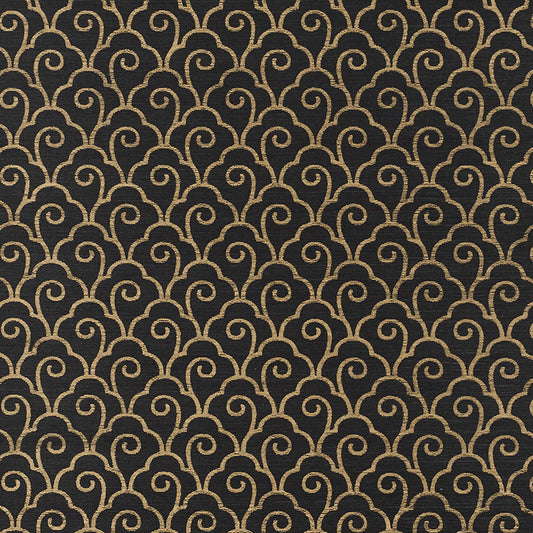 SCHUMACHER  SHANGRI-LA SCALLOP FILIGREE SISAL   GOLD ON JET   - 5008301